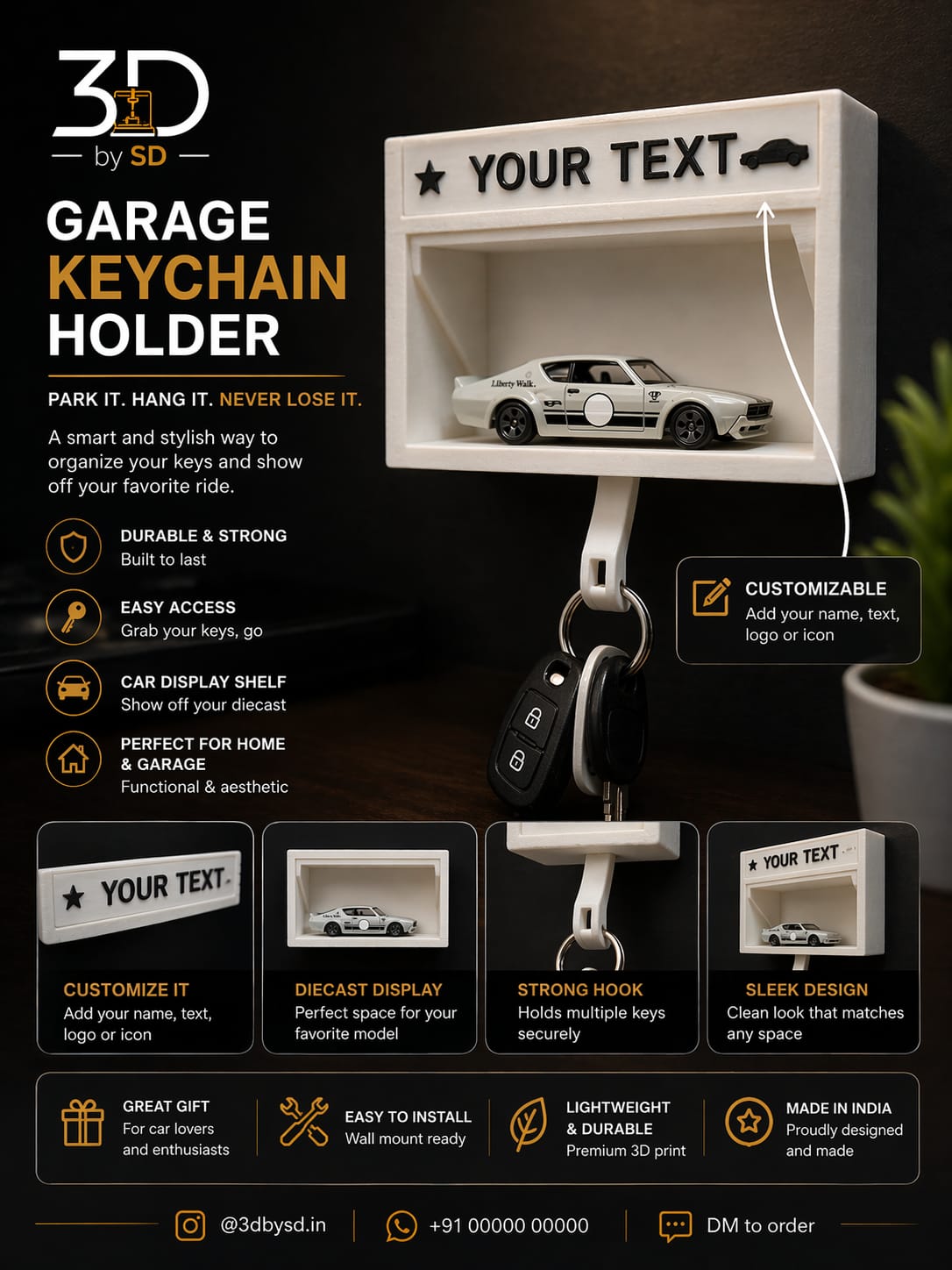 Custom Car Garage Key Holder – Mini Parking Garage for Car Keys